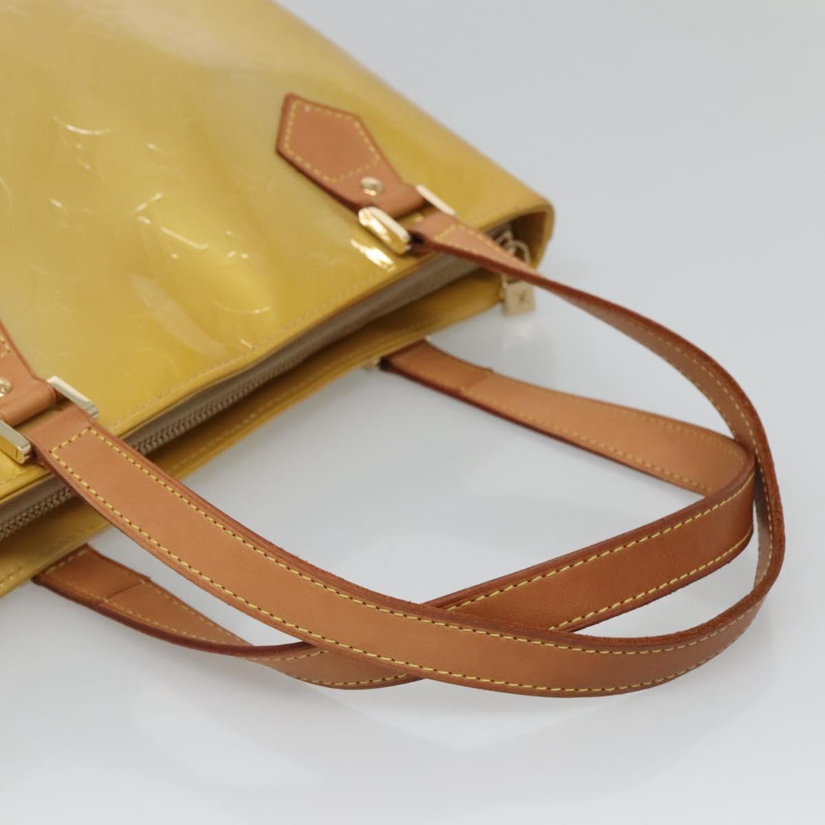 LOUIS VUITTON Monogram Vernis Houston Hand Bag Beige M91004 LV Auth ep8871