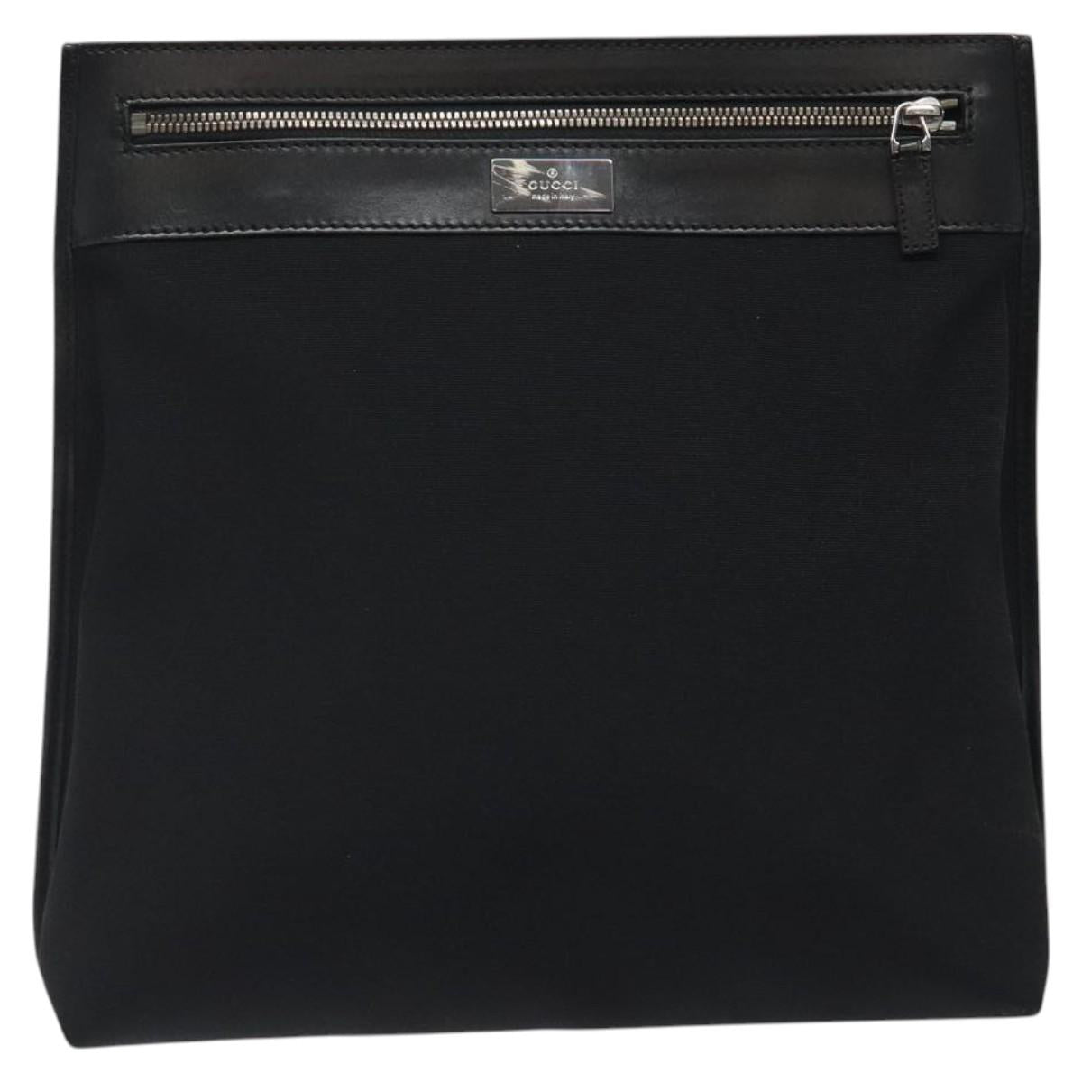 GUCCI Shoulder Bag Nylon Black Silver 92560 Auth ep8886