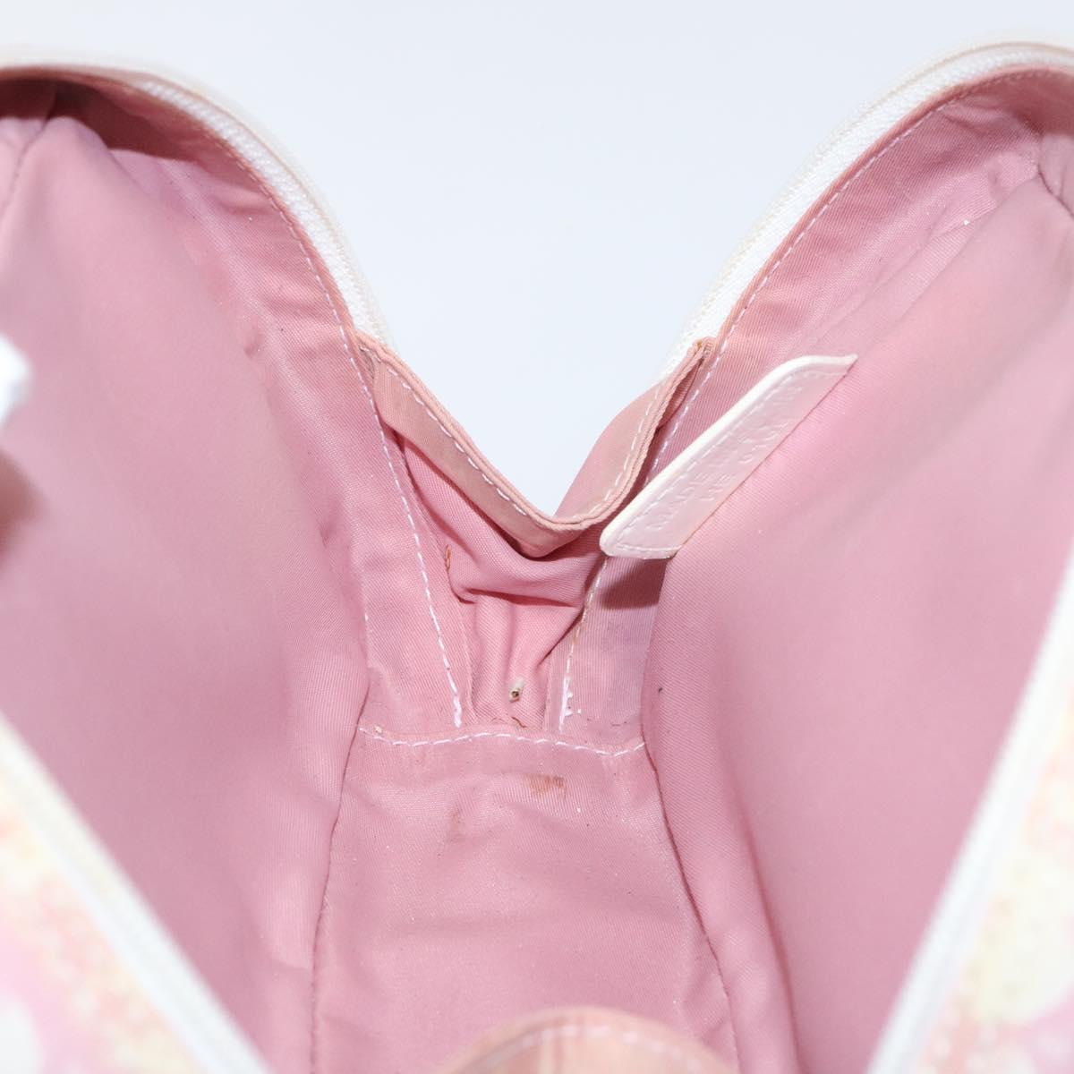 Christian Dior Trotter Canvas Pouch PVC Pink Silver Auth ep8923