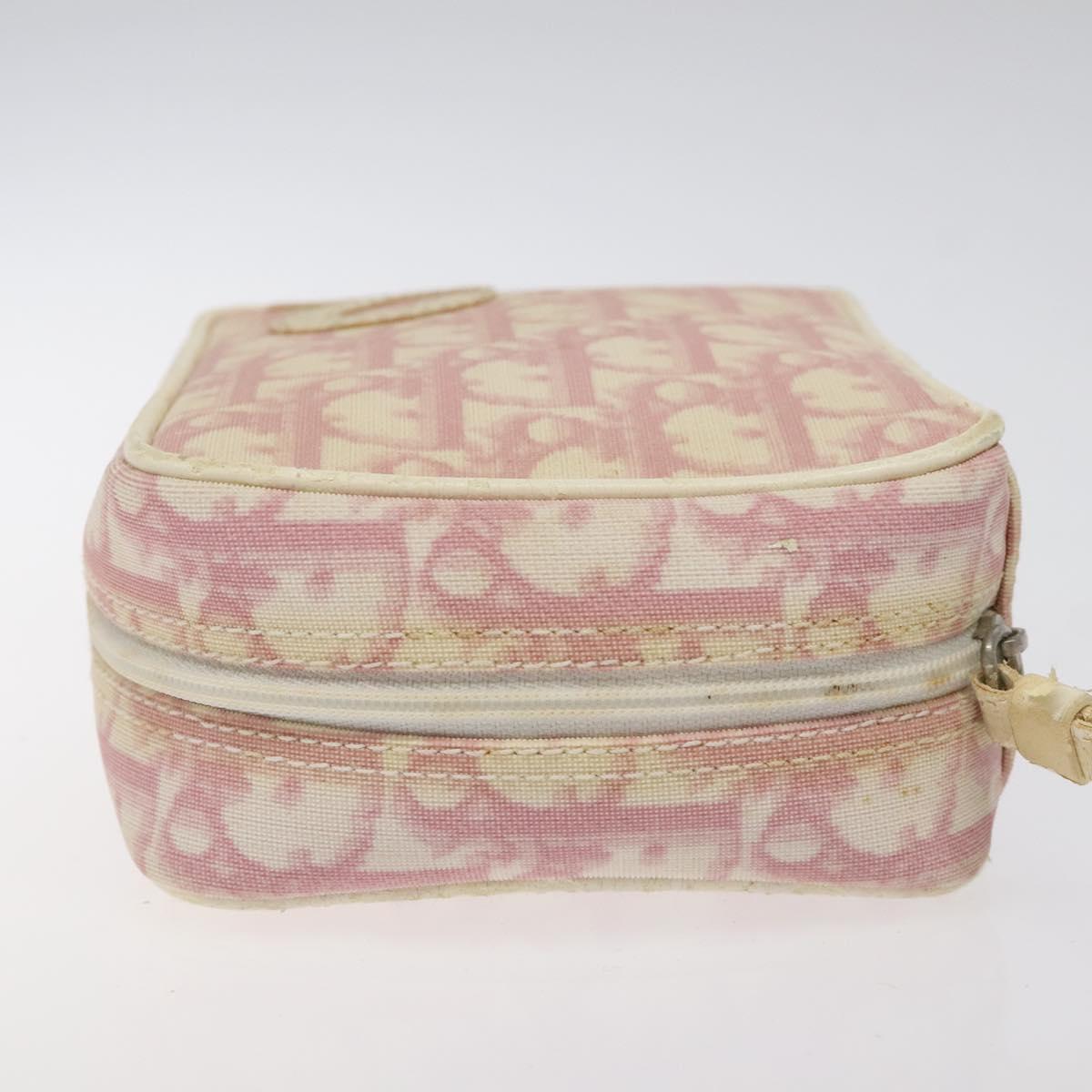 Christian Dior Trotter Canvas Pouch PVC Pink Silver Auth ep8923
