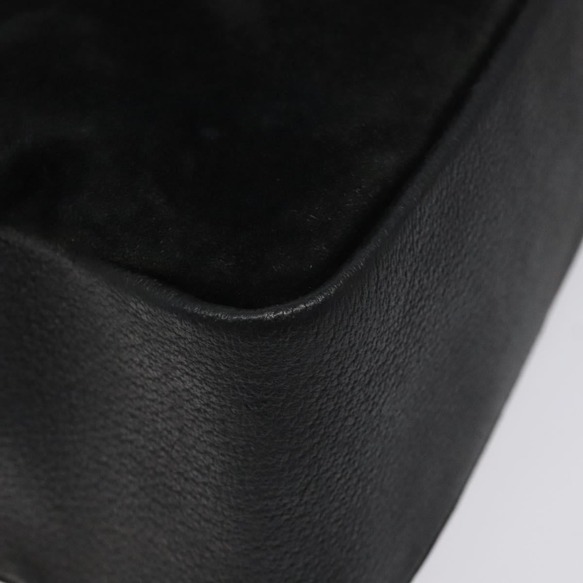 GUCCI Bamboo Hand Bag Suede Black Gold Auth ep8927