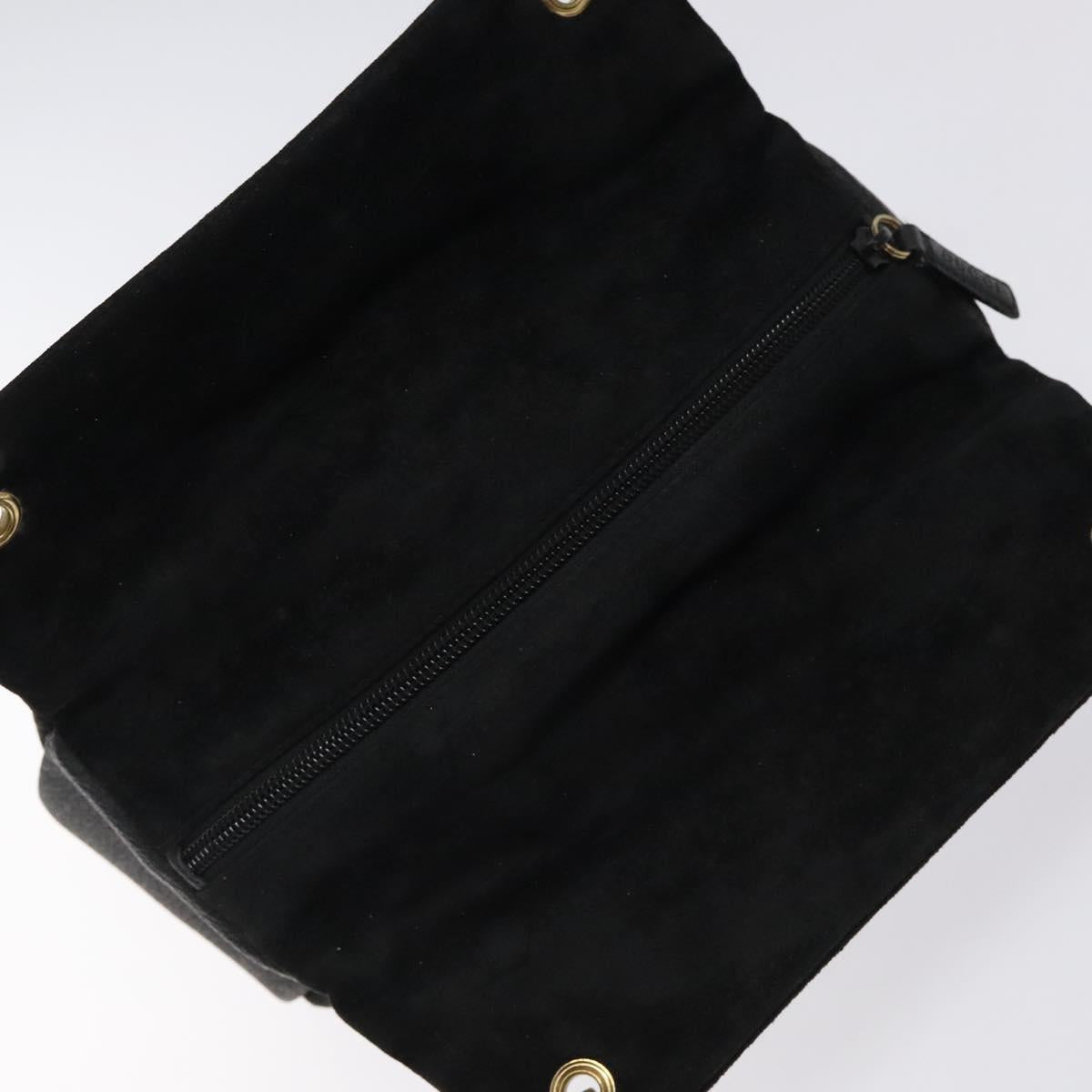 GUCCI Bamboo Hand Bag Suede Black Gold Auth ep8927
