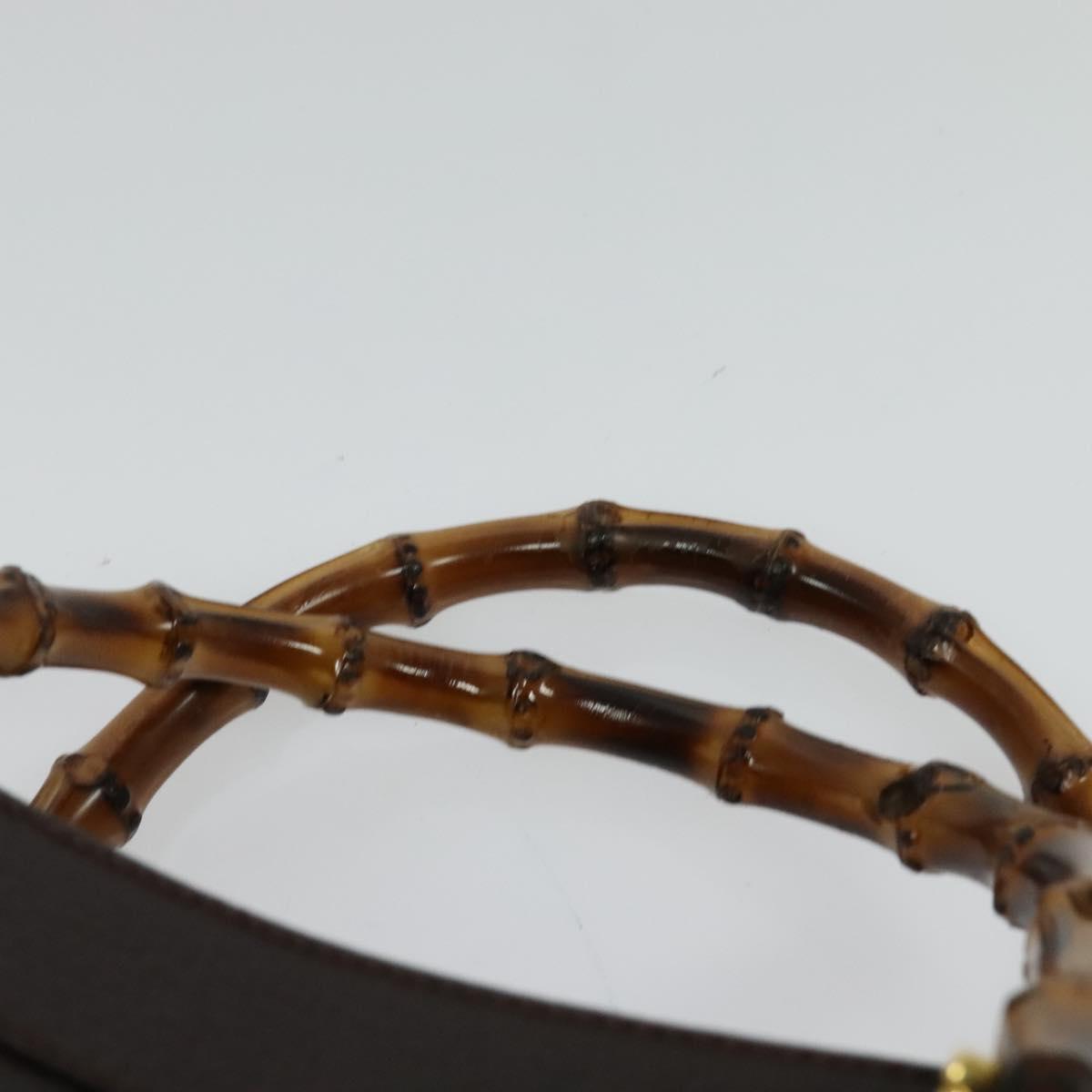 GUCCI Bamboo Hand Bag Leather Brown Gold Auth ep8928