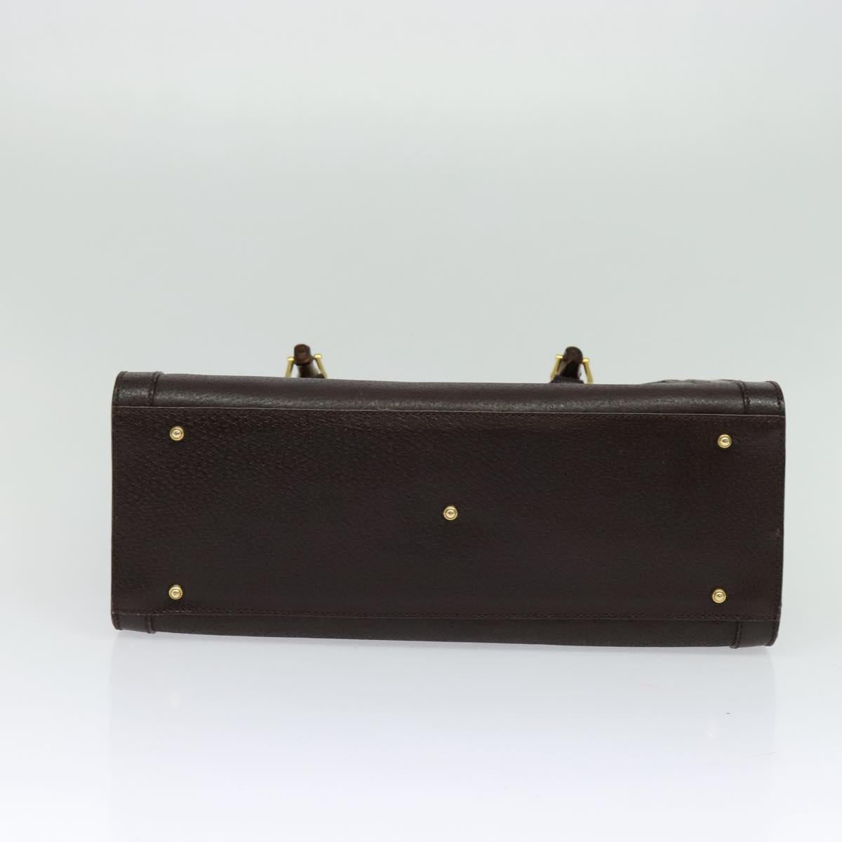 GUCCI Bamboo Hand Bag Leather Brown Gold Auth ep8928