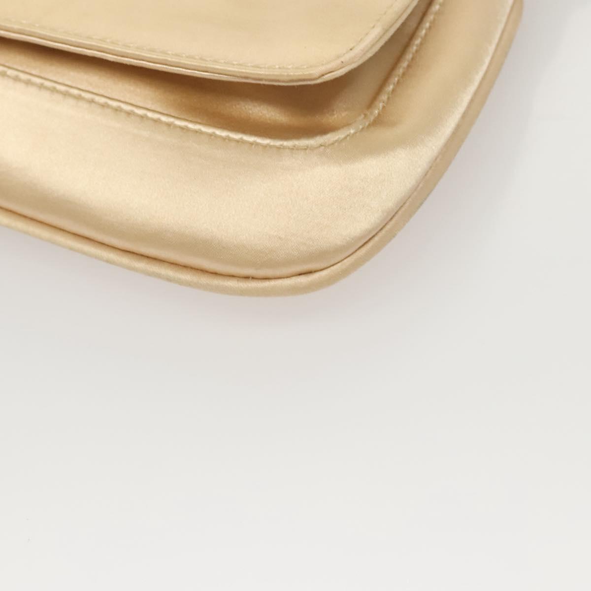 GUCCI Chain Shoulder Bag Satin Gold 007 1705 2033 Auth ep8929