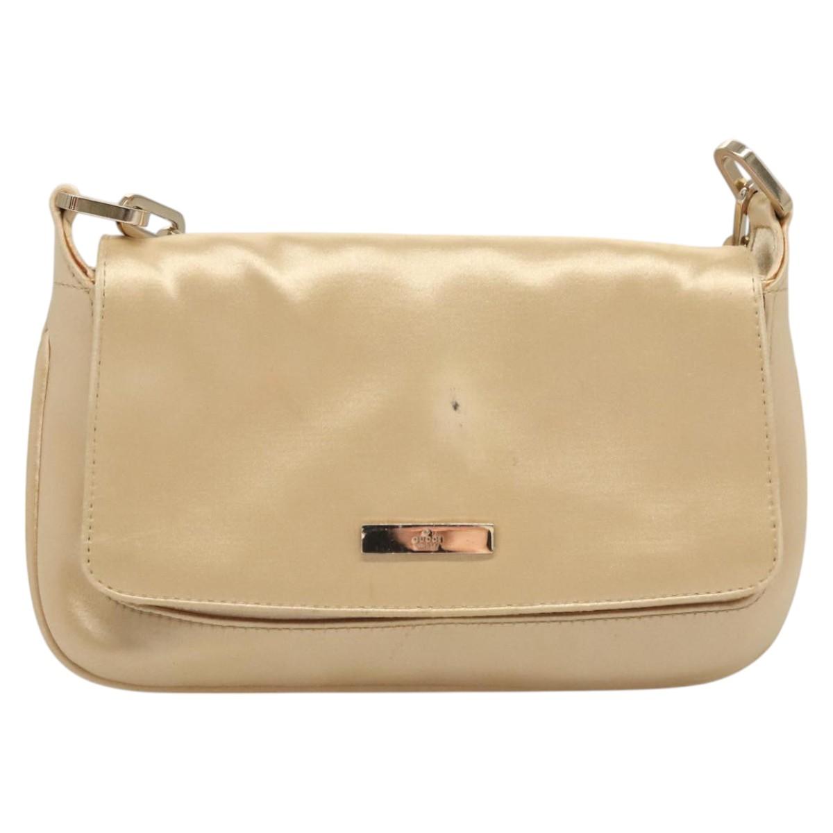 GUCCI Chain Shoulder Bag Satin Gold 007 1705 2033 Auth ep8929