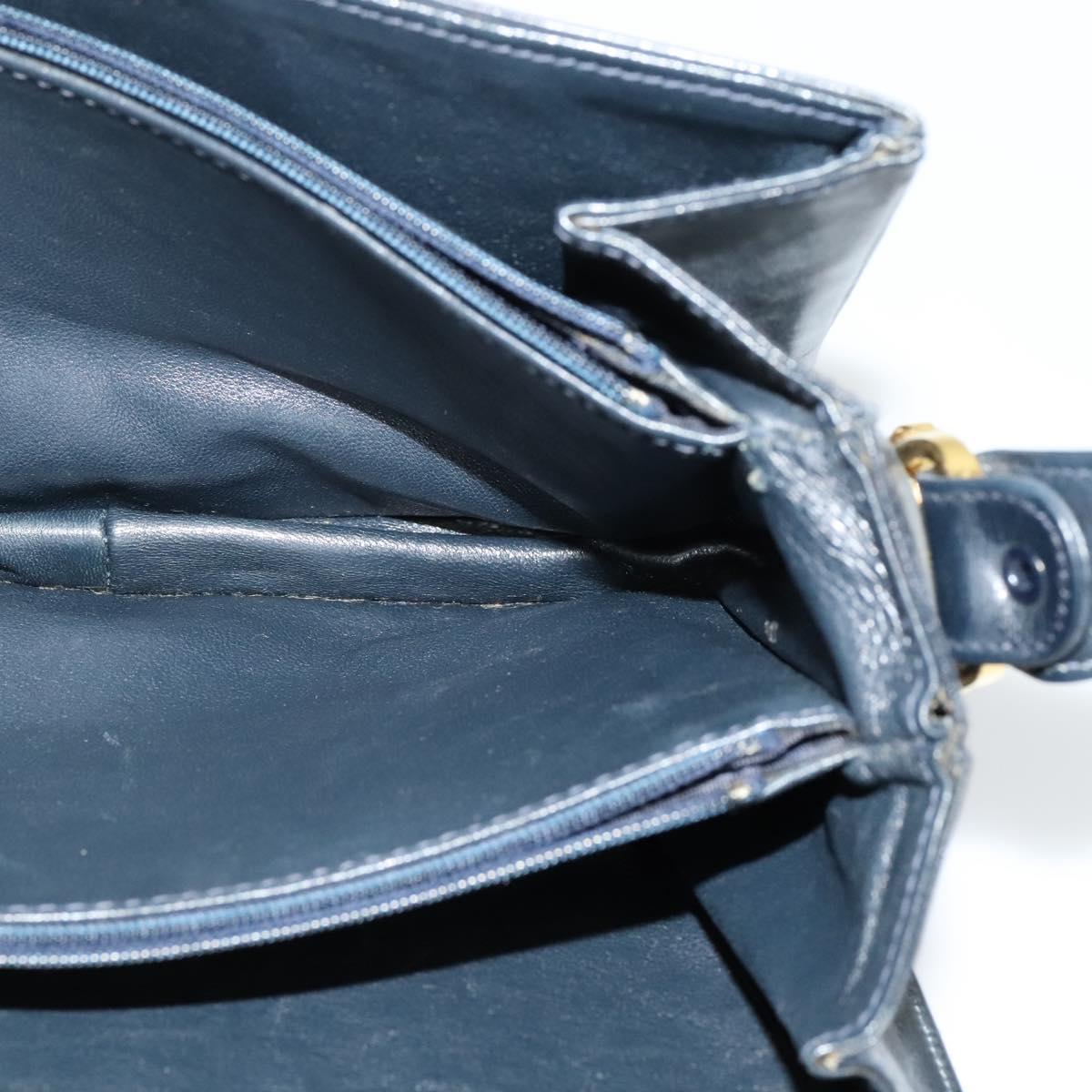 CELINE C Sulky Shoulder Bag Canvas Navy Gold Auth ep8935