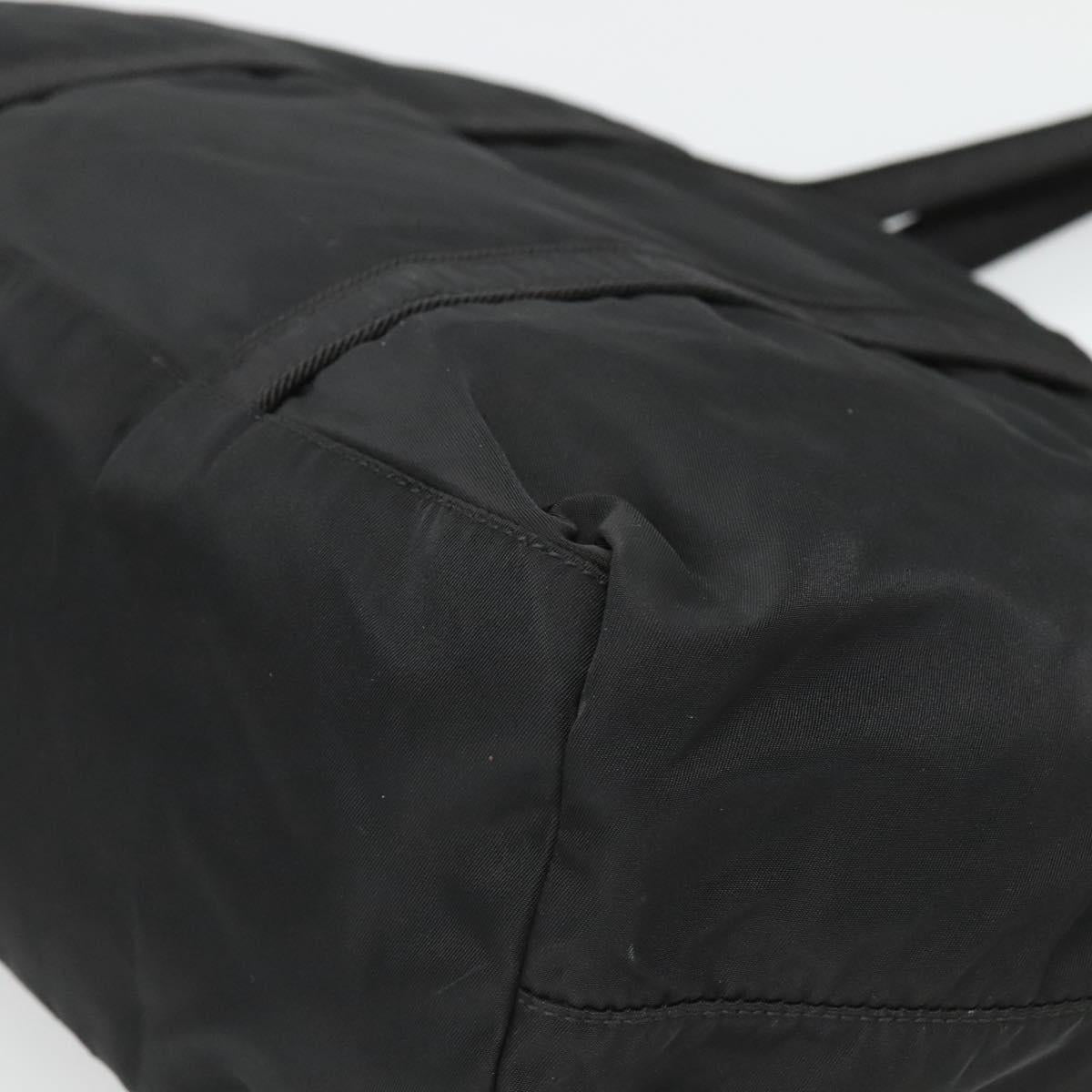 PRADA Tote Bag Nylon Black Silver Auth ep8954