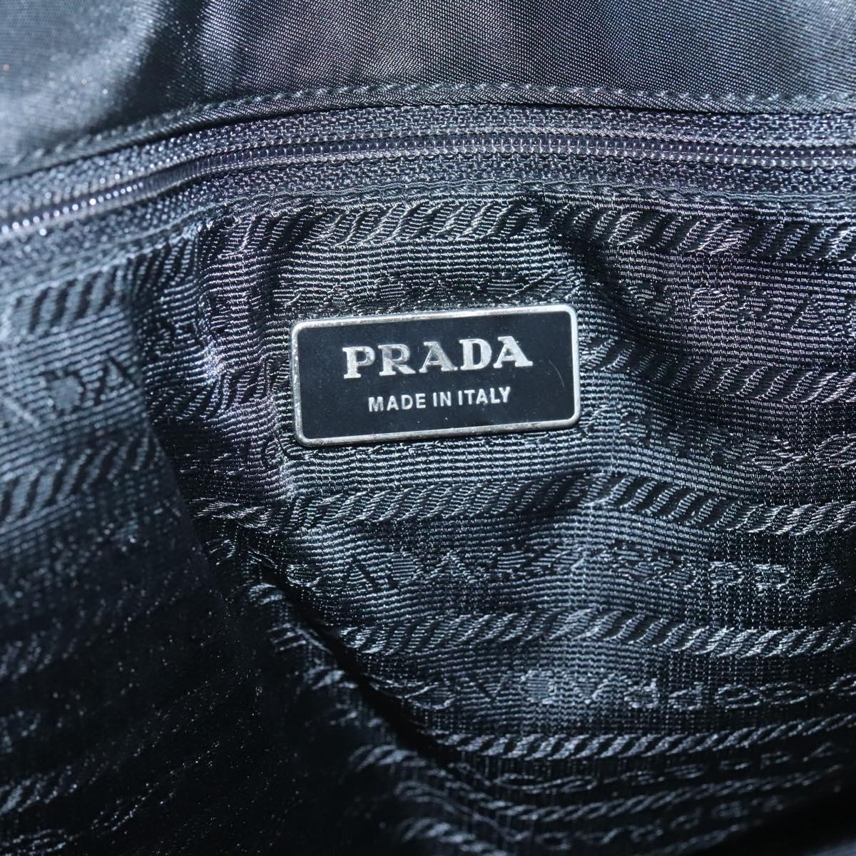 PRADA Tote Bag Nylon Black Silver Auth ep8954