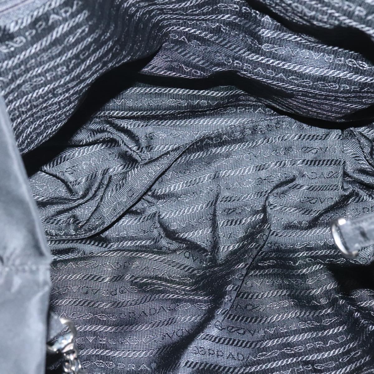 PRADA Tote Bag Nylon Black Silver Auth ep8954