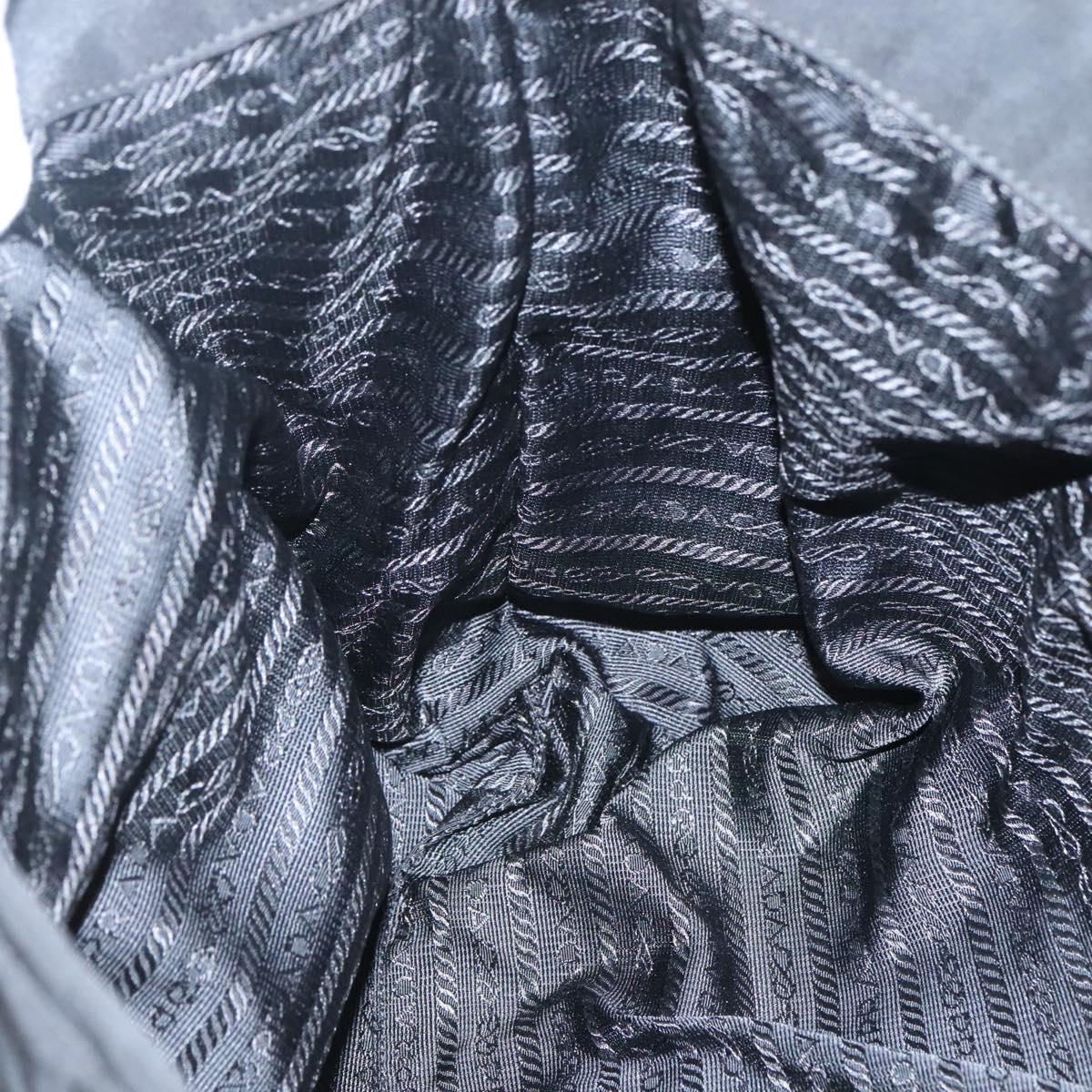 PRADA Tote Bag Nylon Black Silver Auth ep8954