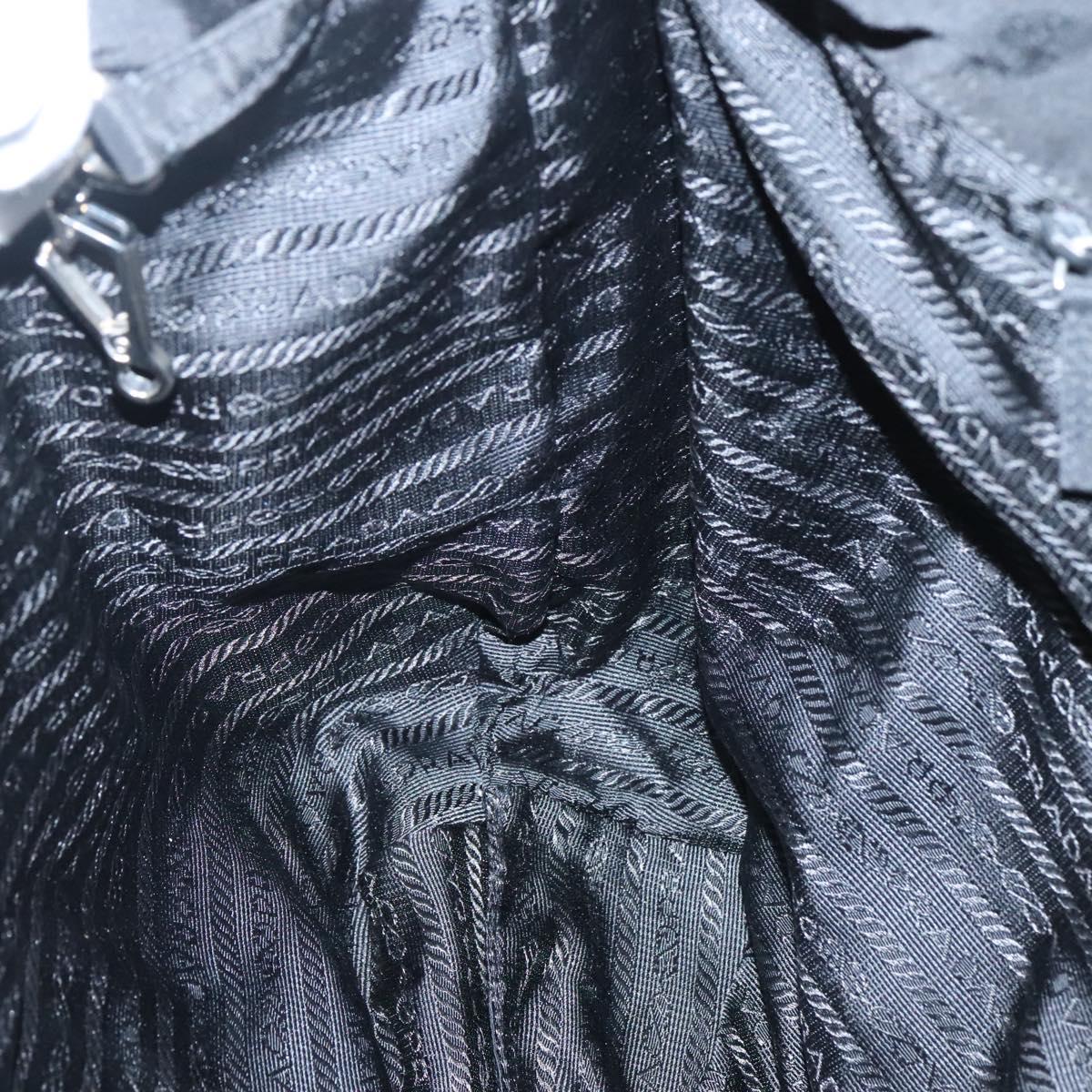 PRADA Tote Bag Nylon Black Silver Auth ep8954