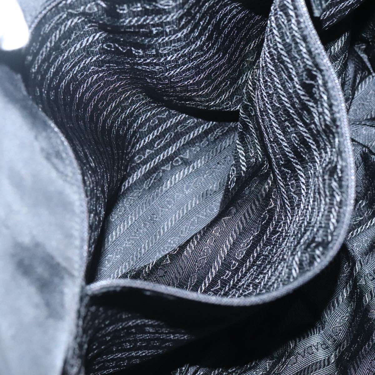 PRADA Tote Bag Nylon Black Silver Auth ep8954