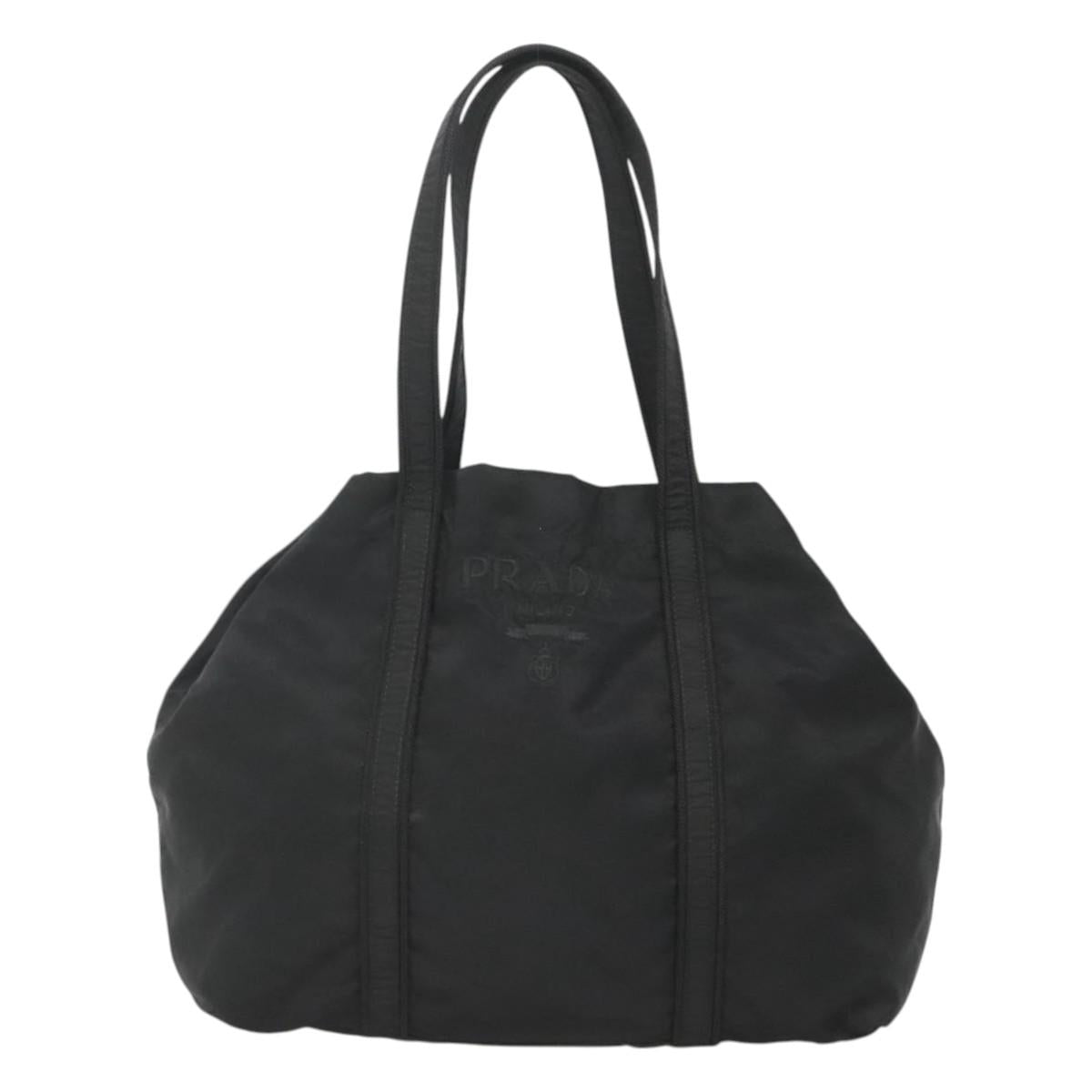 PRADA Tote Bag Nylon Black Silver Auth ep8954