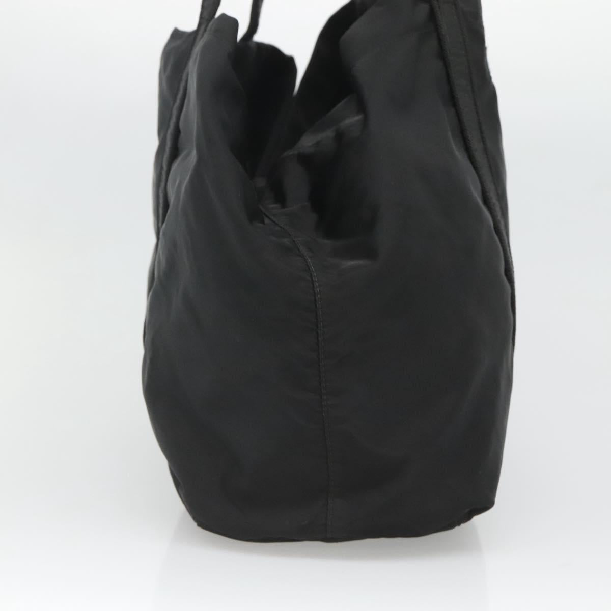 PRADA Tote Bag Nylon Black Silver Auth ep8954