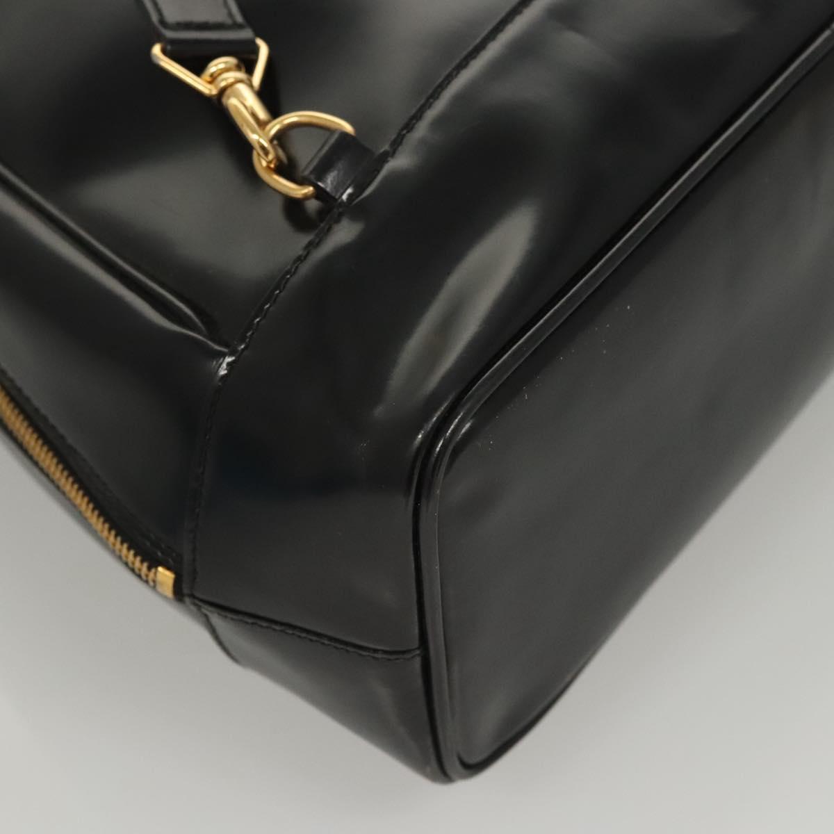 GUCCI Bamboo Body Bag Patent leather Black Gold Auth ep8958