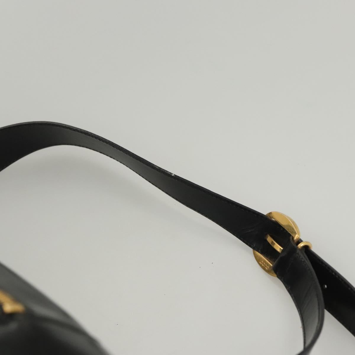 GUCCI Bamboo Body Bag Patent leather Black Gold Auth ep8958
