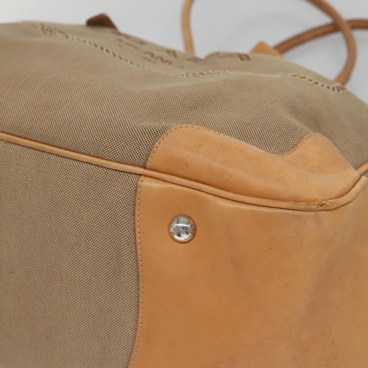 PRADA Tote Bag Canvas Beige Silver Auth ep8959
