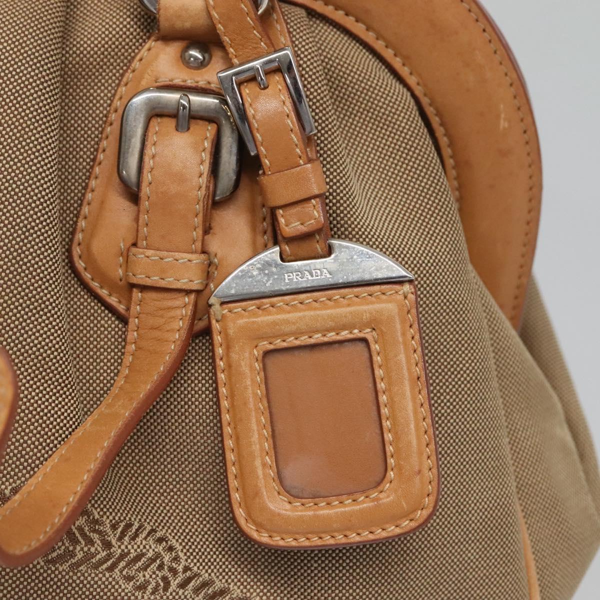 PRADA Tote Bag Canvas Beige Silver Auth ep8959