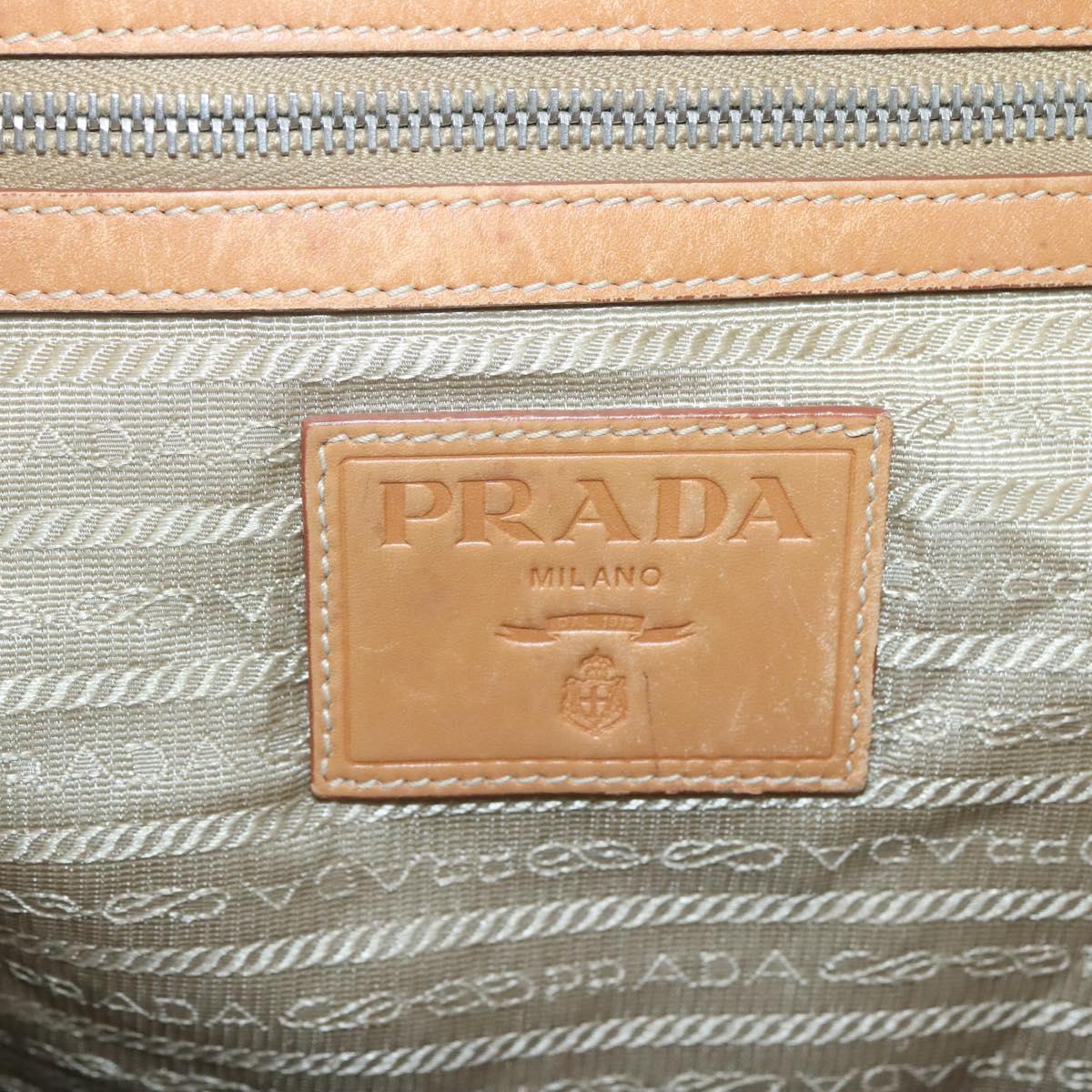 PRADA Tote Bag Canvas Beige Silver Auth ep8959