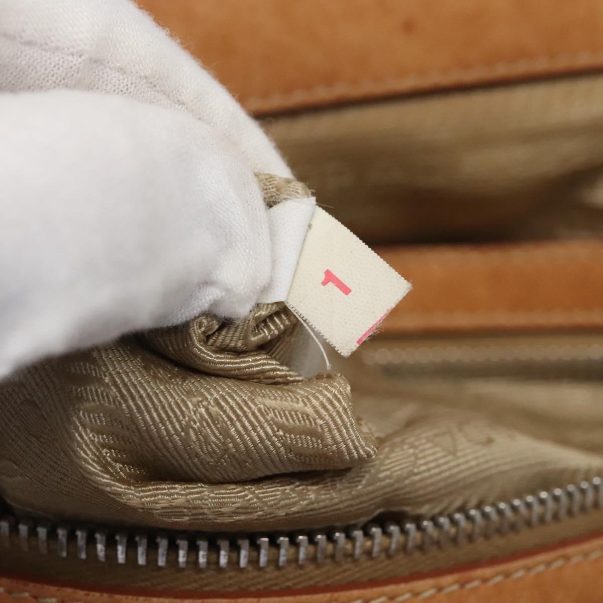 PRADA Tote Bag Canvas Beige Silver Auth ep8959