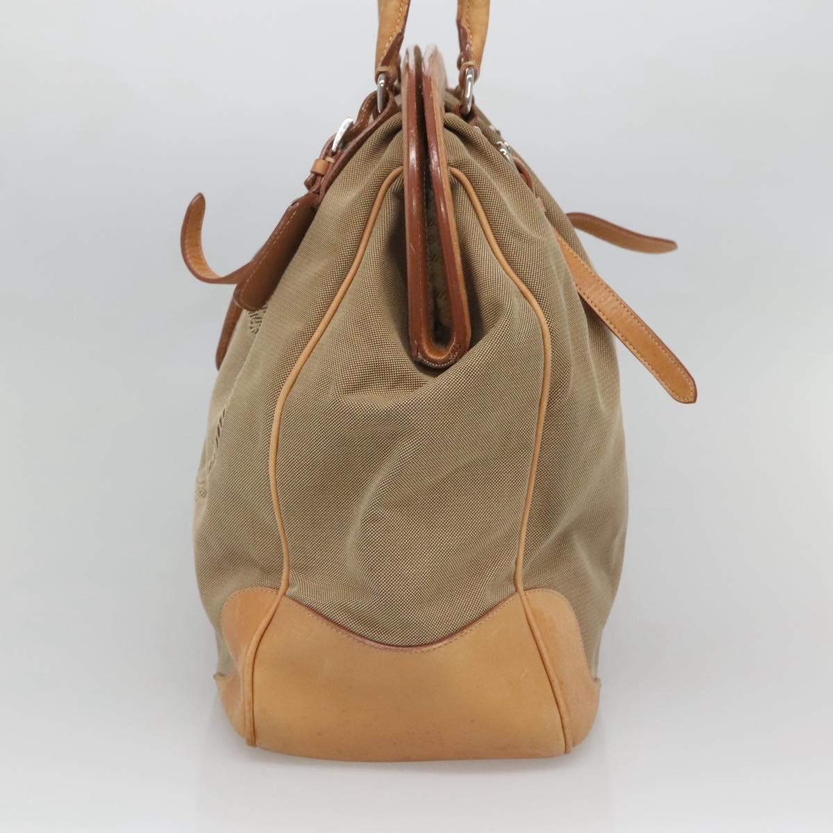 PRADA Tote Bag Canvas Beige Silver Auth ep8959