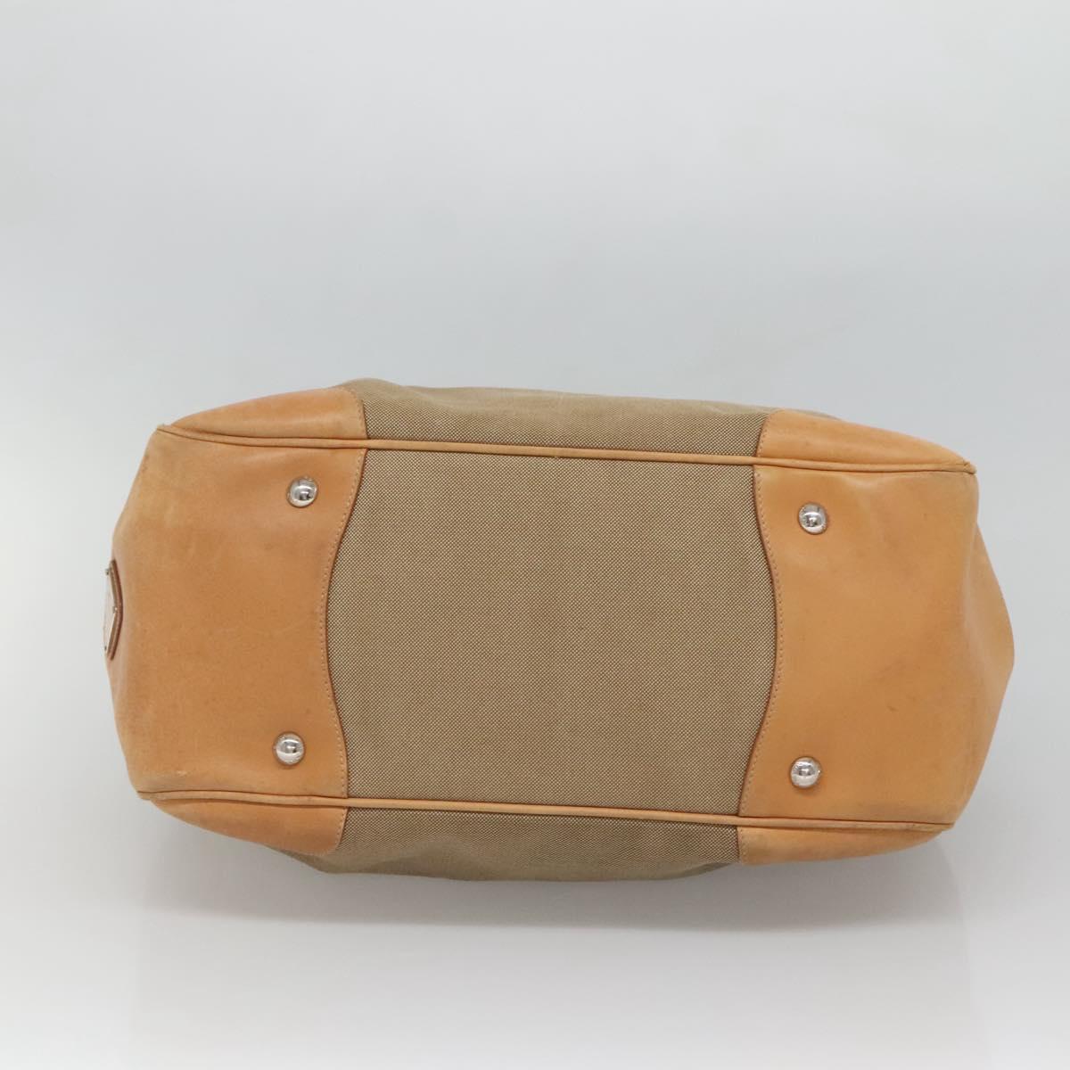 PRADA Tote Bag Canvas Beige Silver Auth ep8959