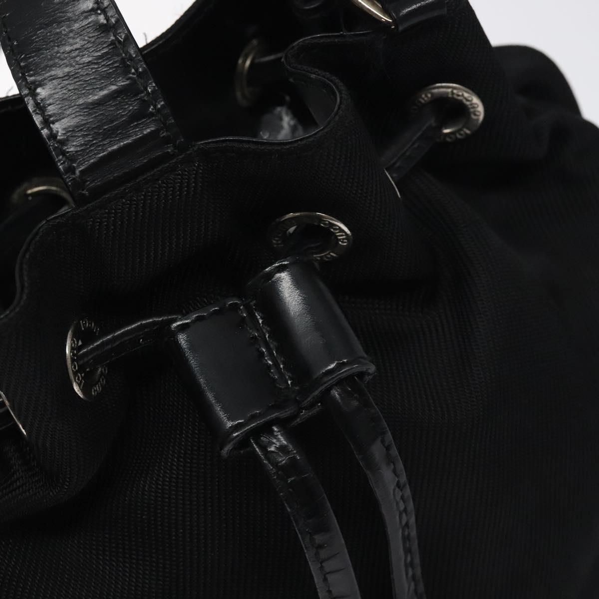 GUCCI Bamboo Hand Bag Nylon 2way Black Silver 003 2854 0060 5 Auth ep8968