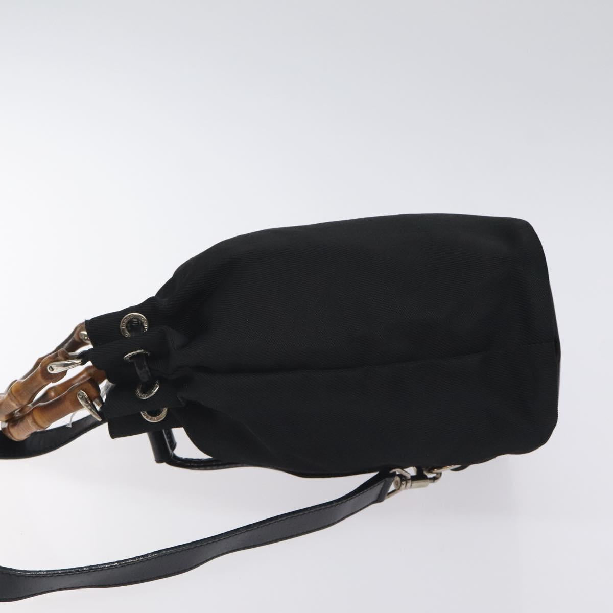 GUCCI Bamboo Hand Bag Nylon 2way Black Silver 003 2854 0060 5 Auth ep8968