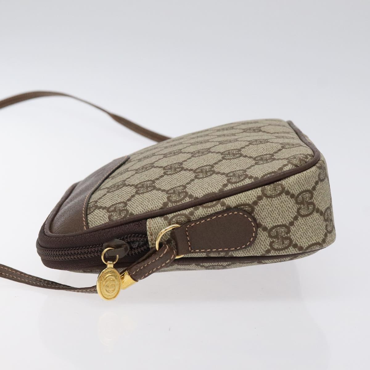 GUCCI GG Supreme Shoulder Bag PVC Beige Gold Auth ep8994