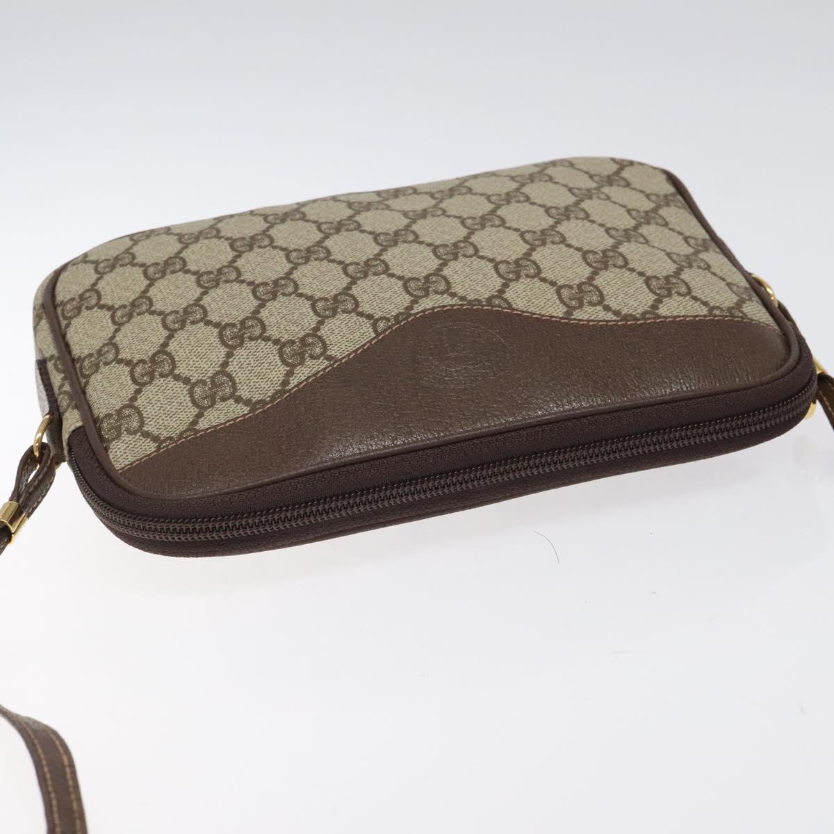 GUCCI GG Supreme Shoulder Bag PVC Beige Gold Auth ep8994