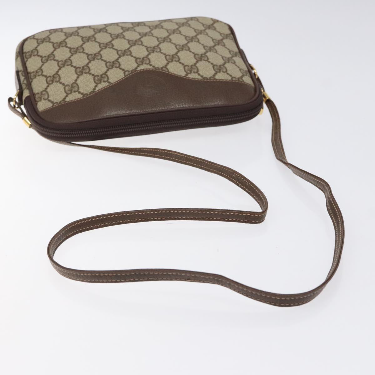 GUCCI GG Supreme Shoulder Bag PVC Beige Gold Auth ep8994