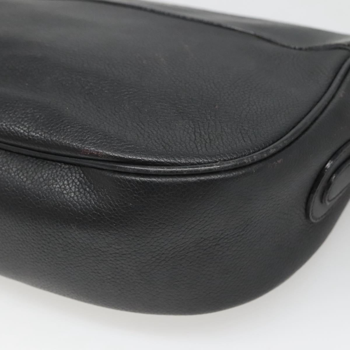 GUCCI Web Sherry Line Shoulder Bag Leather Black Gold 001 104 0918 Auth ep8999