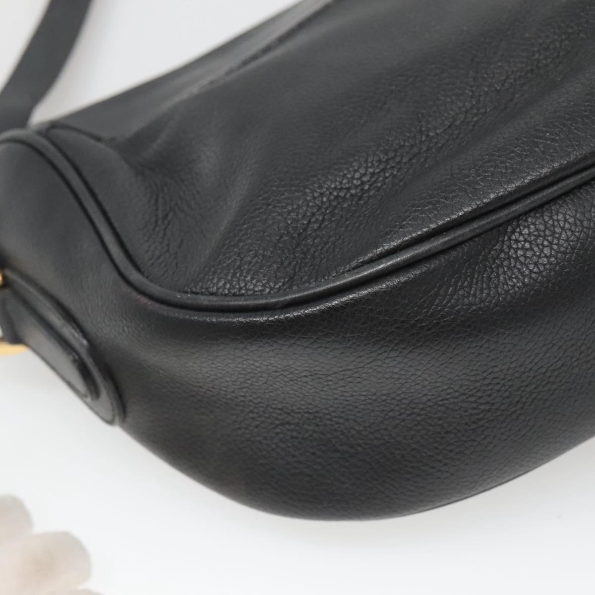 GUCCI Web Sherry Line Shoulder Bag Leather Black Gold 001 104 0918 Auth ep8999