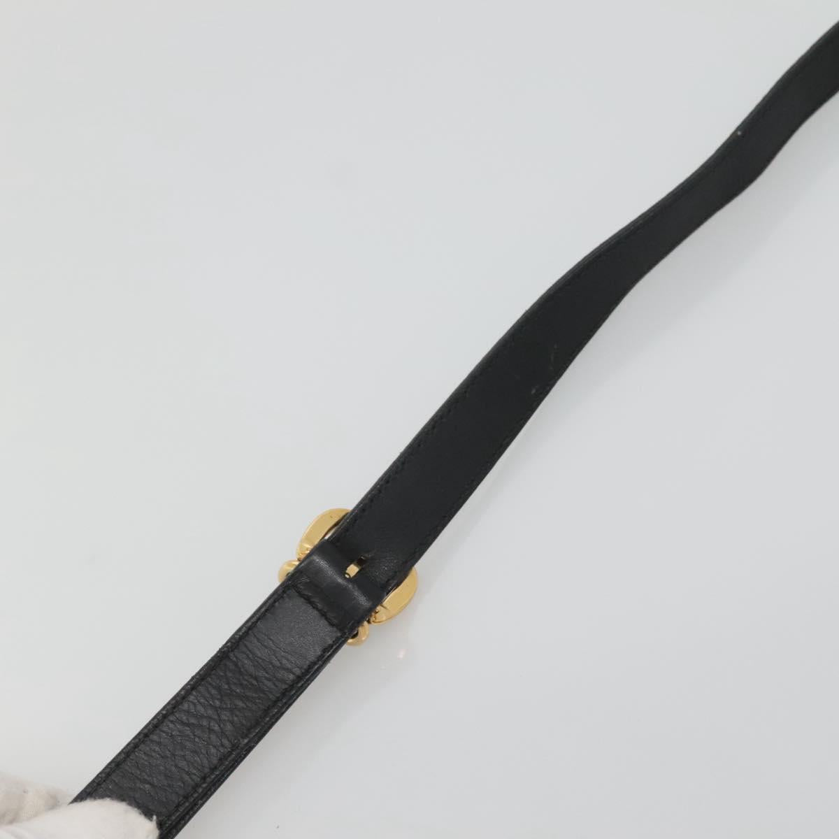 GUCCI Web Sherry Line Shoulder Bag Leather Black Gold 001 104 0918 Auth ep8999