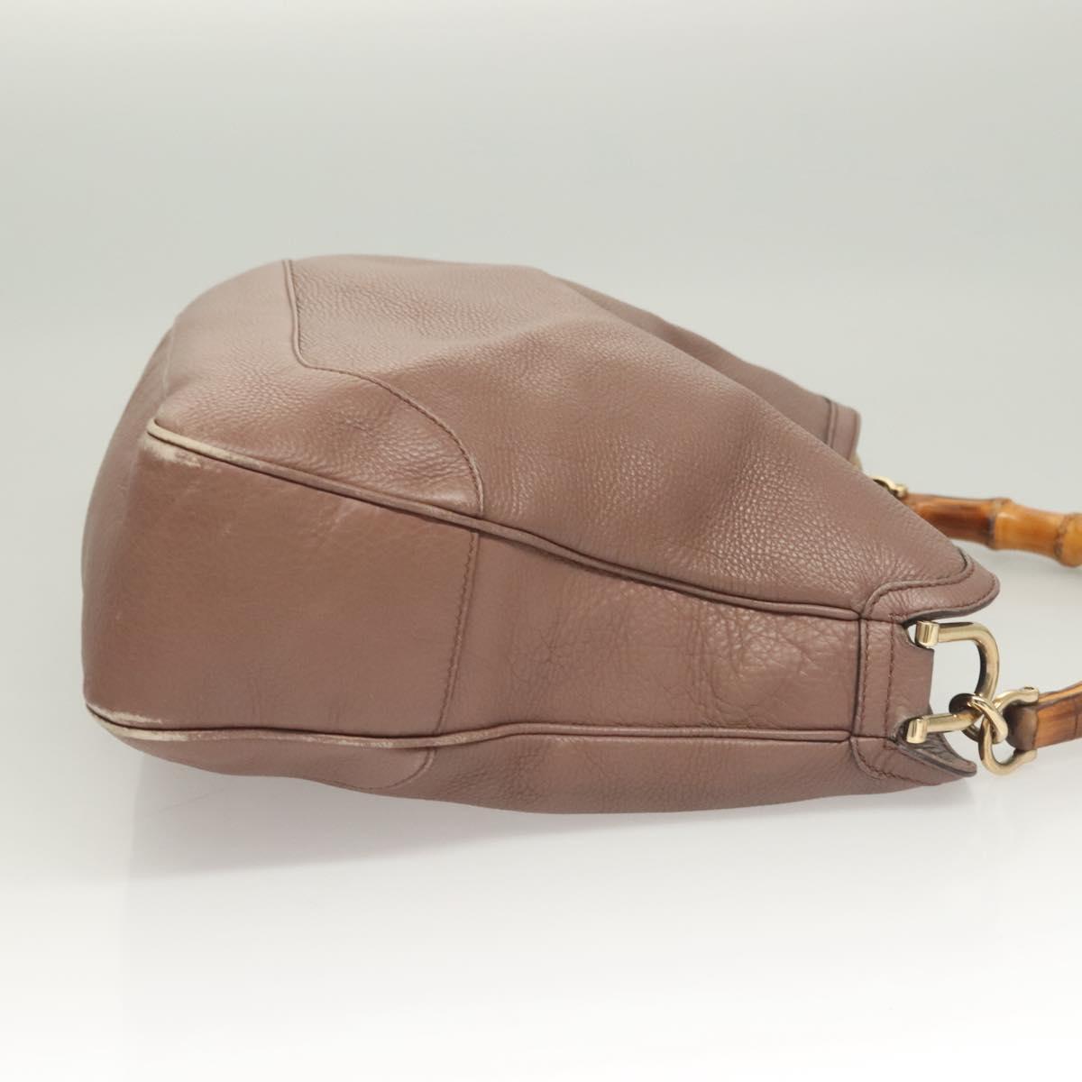 GUCCI Bamboo Hand Bag Leather 2way Pink Gold 282345 Auth ep9020