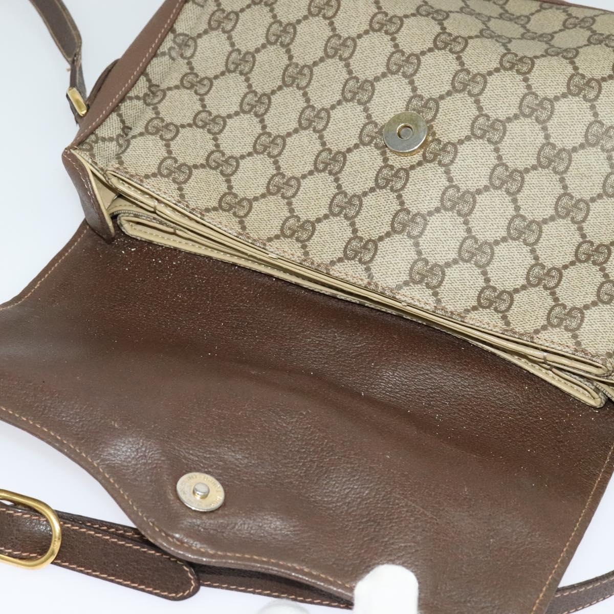 GUCCI GG Supreme Web Sherry Line Bag PVC Beige Gold 164 02 084 Auth ep9049