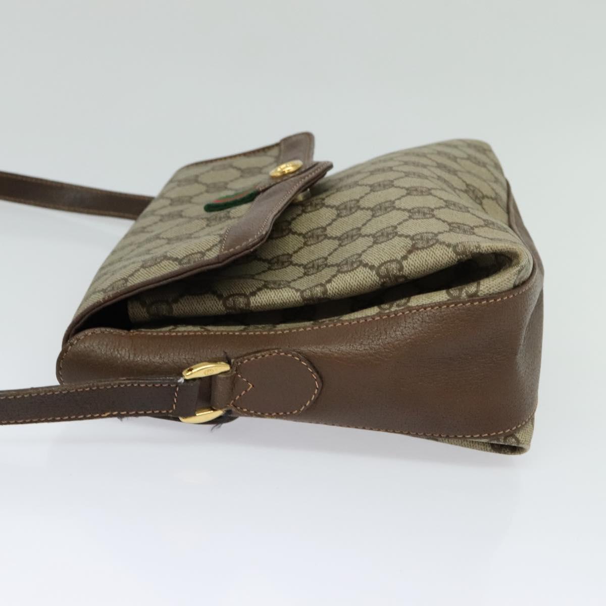 GUCCI GG Supreme Web Sherry Line Bag PVC Beige Gold 164 02 084 Auth ep9049