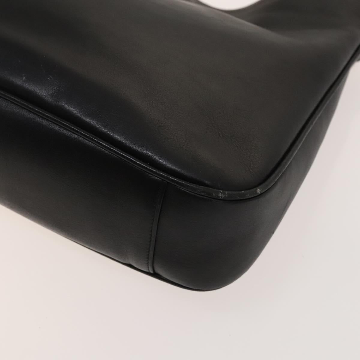 GUCCI Bamboo Hand Bag Leather 2way Black Gold 001 1638 Auth ep9053