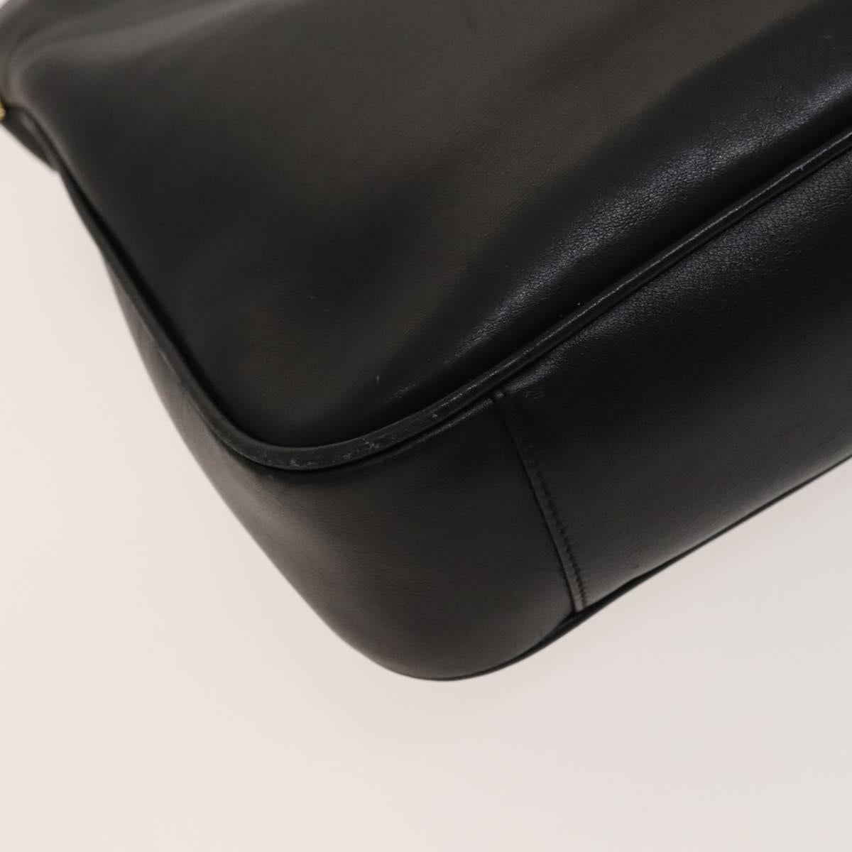 GUCCI Bamboo Hand Bag Leather 2way Black Gold 001 1638 Auth ep9053