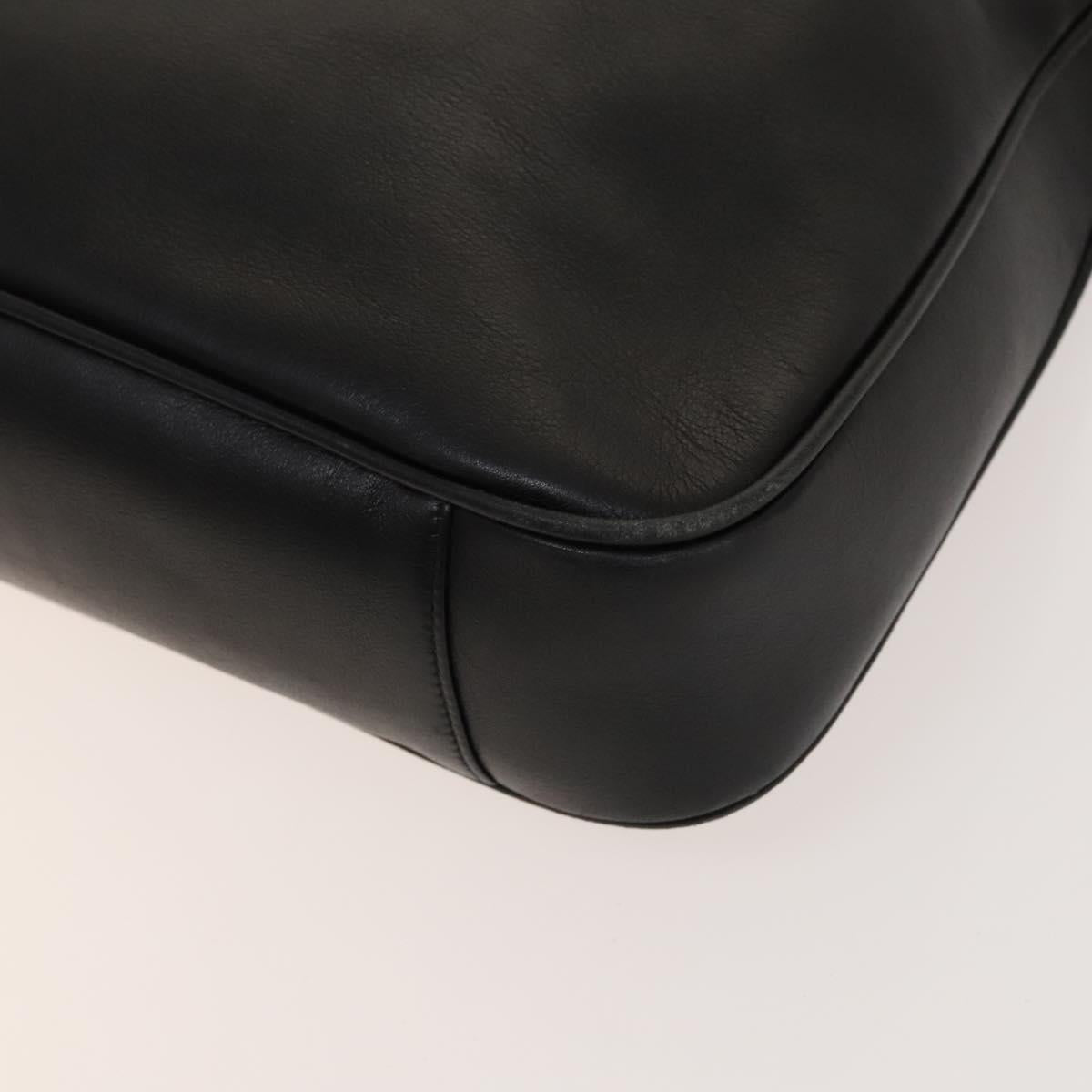 GUCCI Bamboo Hand Bag Leather 2way Black Gold 001 1638 Auth ep9053