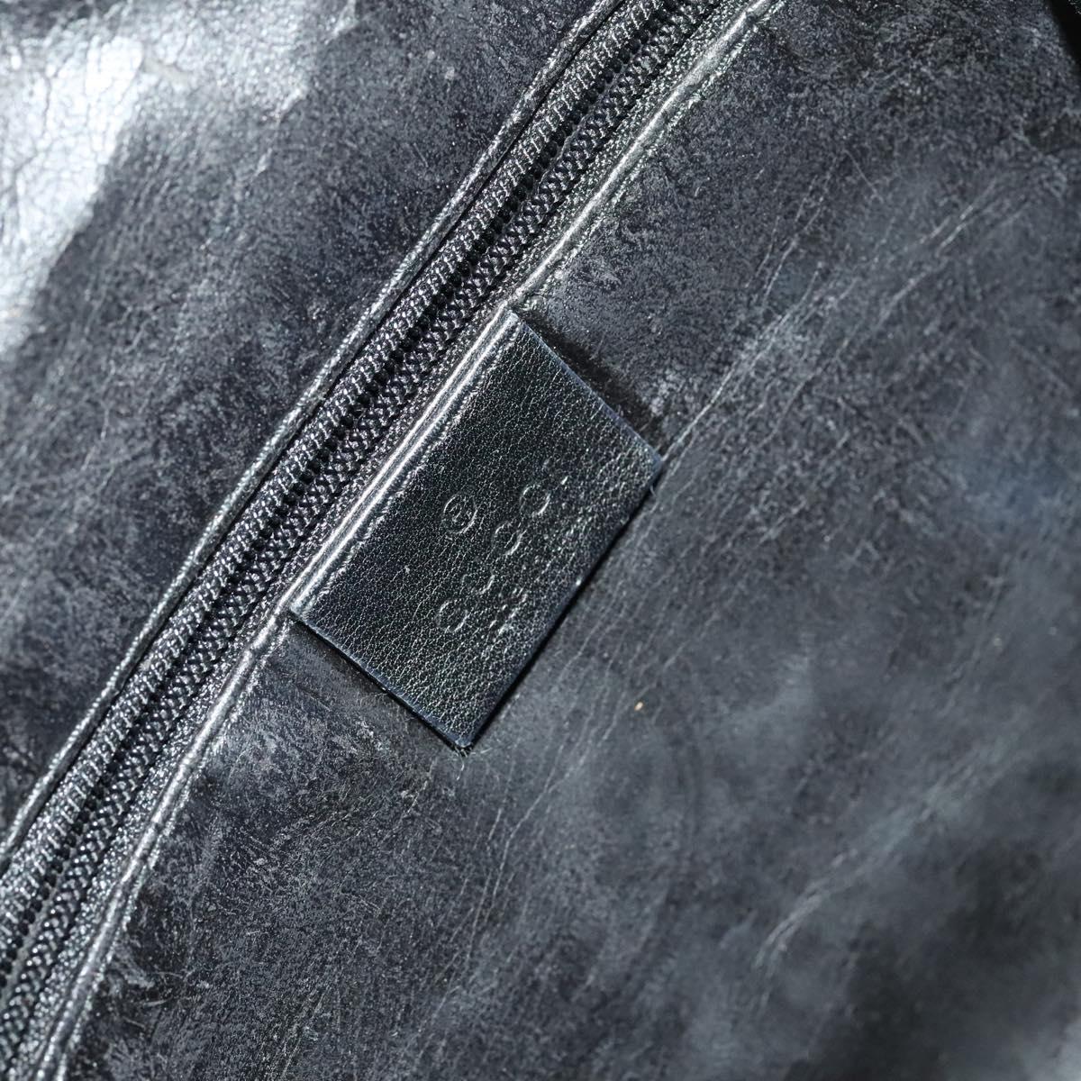 GUCCI Bamboo Hand Bag Leather 2way Black Gold 001 1638 Auth ep9053