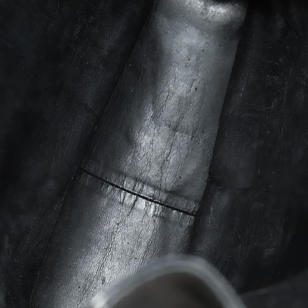 GUCCI Bamboo Hand Bag Leather 2way Black Gold 001 1638 Auth ep9053