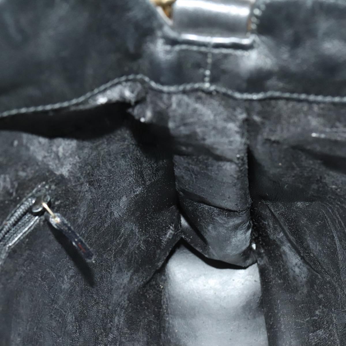 GUCCI Bamboo Hand Bag Leather 2way Black Gold 001 1638 Auth ep9053