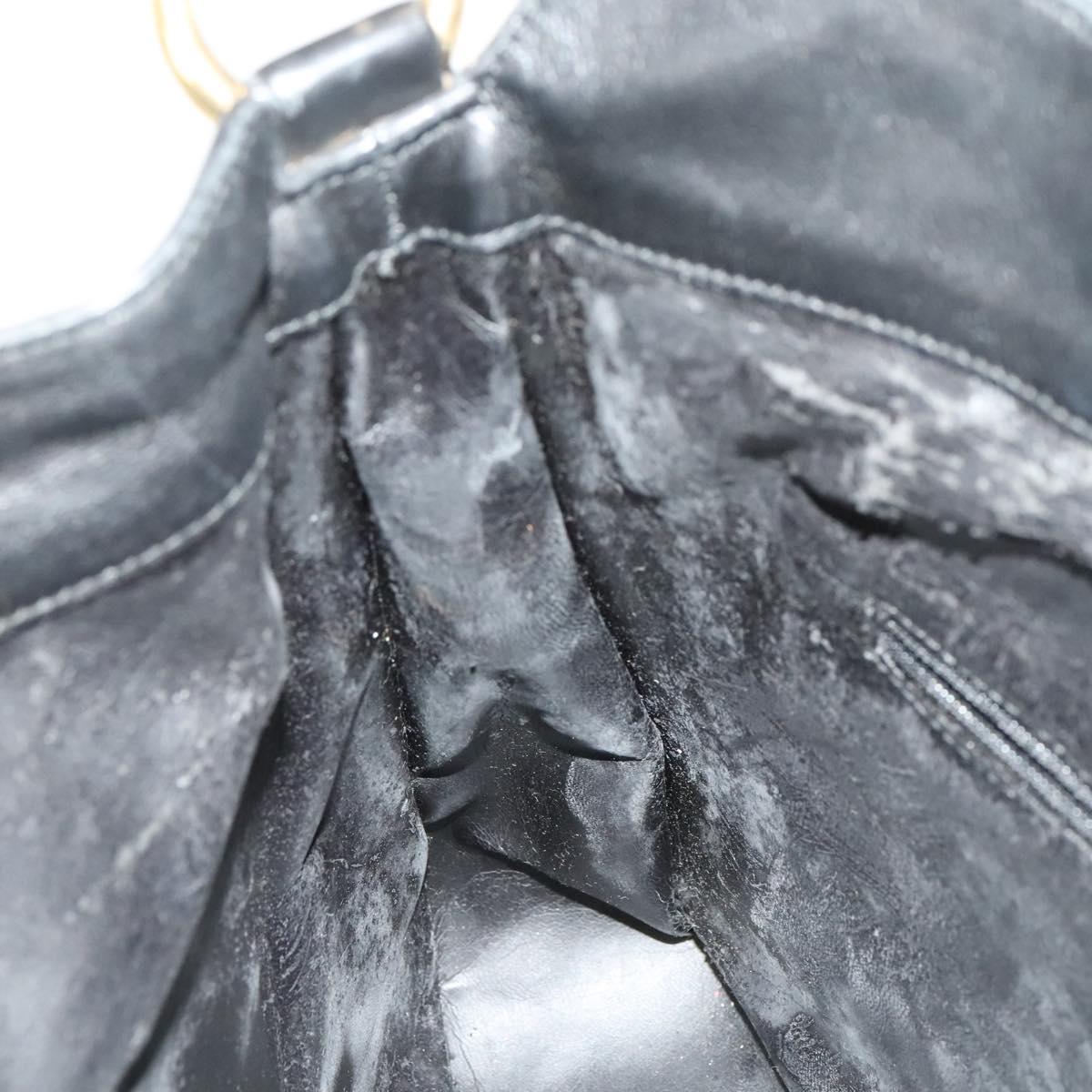 GUCCI Bamboo Hand Bag Leather 2way Black Gold 001 1638 Auth ep9053