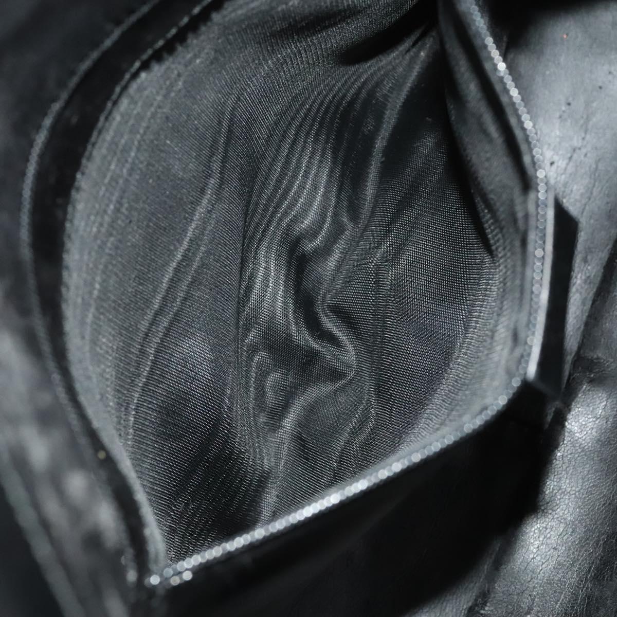 GUCCI Bamboo Hand Bag Leather 2way Black Gold 001 1638 Auth ep9053