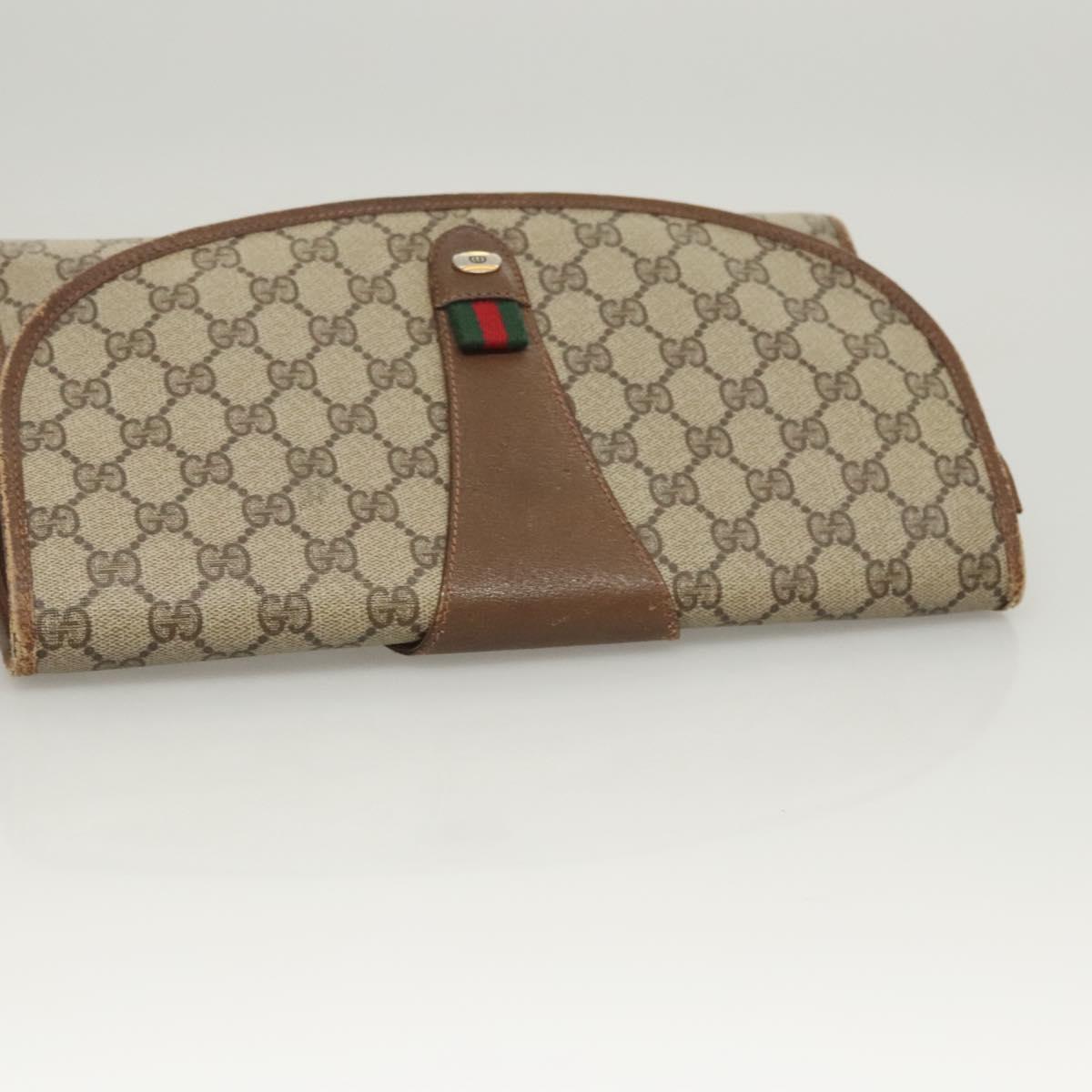 GUCCI GG Supreme Web Sherry Line Clutch Bag PVC Beige 89 01 031 Auth ep9056