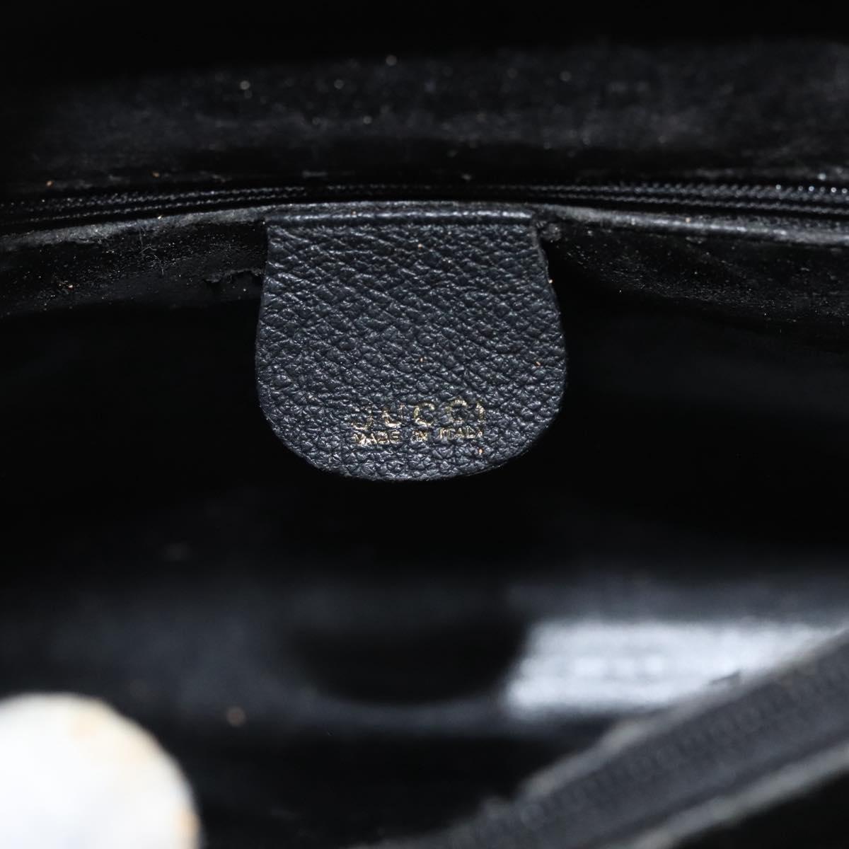 GUCCI Bamboo Hand Bag Suede Black Gold Auth ep9059