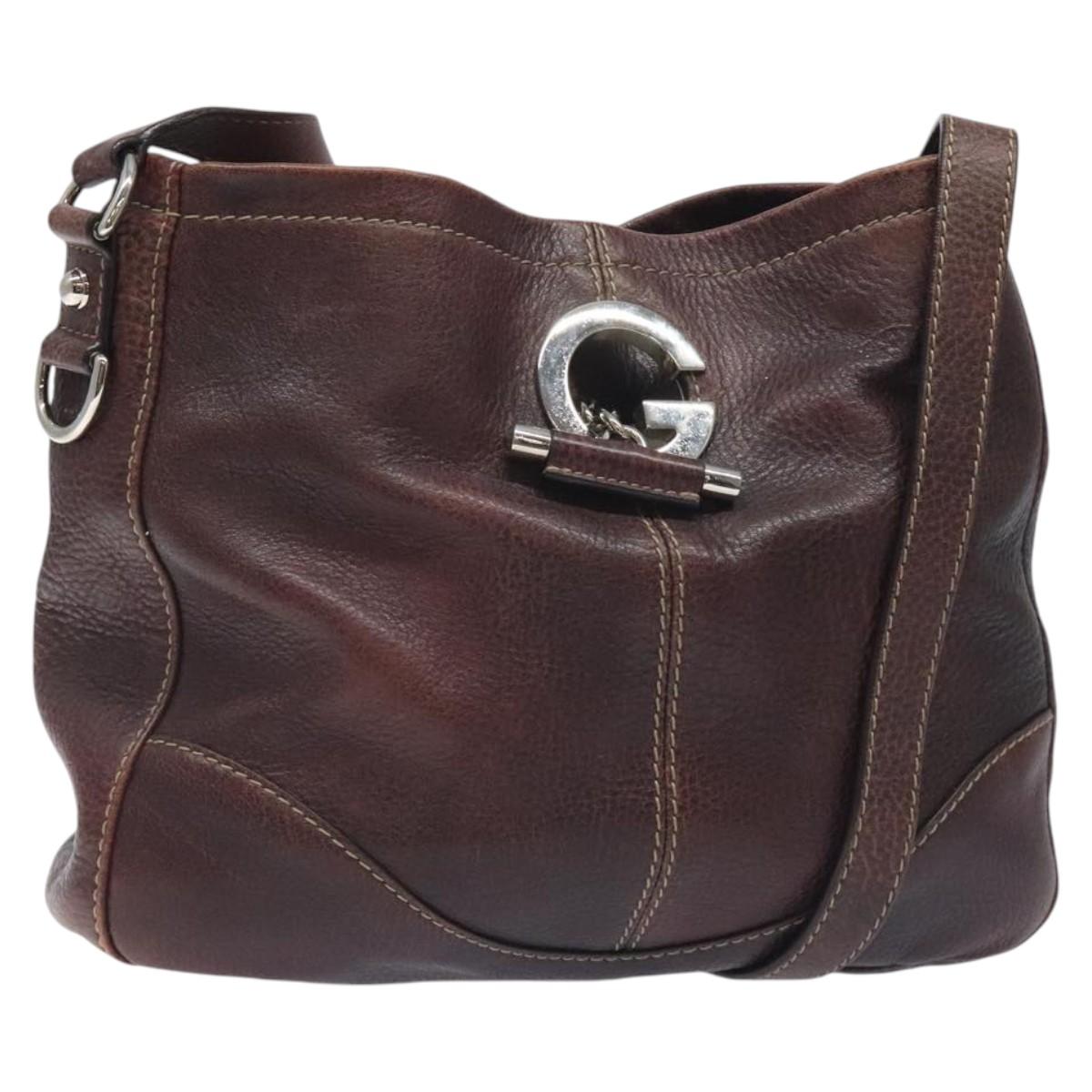 GUCCI Shoulder Bag Leather Brown Silver 247400 Auth ep9062