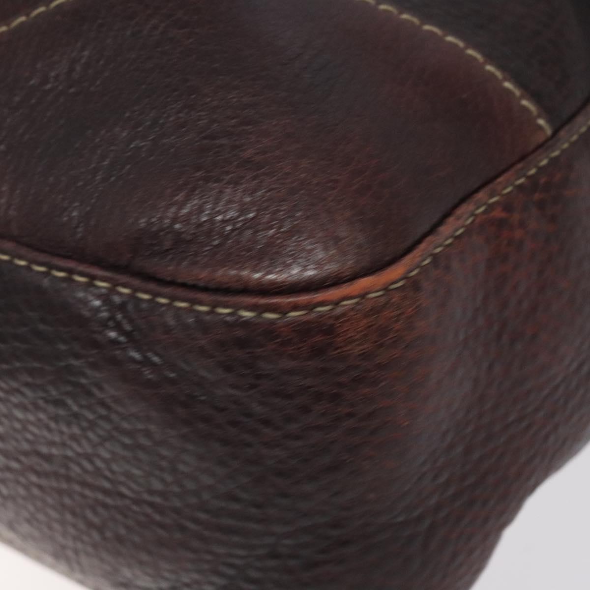 GUCCI Shoulder Bag Leather Brown Silver 247400 Auth ep9062
